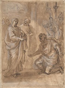 Christ and the Centurion (recto); Figure Waving to Departing Ship (verso)., n.d.. Creator: Giuseppe Passeri.