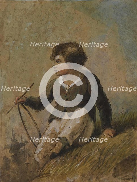 Young Boy with Hoop and Stick, mid 19th century. Creator: Alfred Jacob Miller.