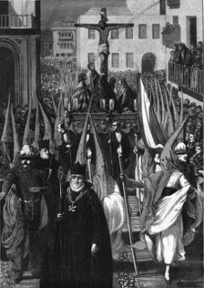 'Sketches in Spain - Religious Procession in Seville during the Holy Week', 1878. Artist: WM Bromley.