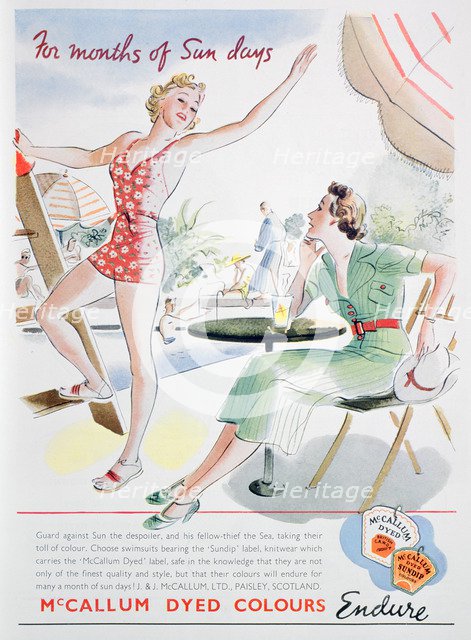 Advert for McCallum dyed colours, 1937. Artist: Unknown