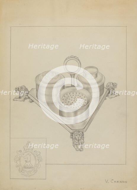 Silver Ink Stand, c. 1936. Creator: Vincent Carano.