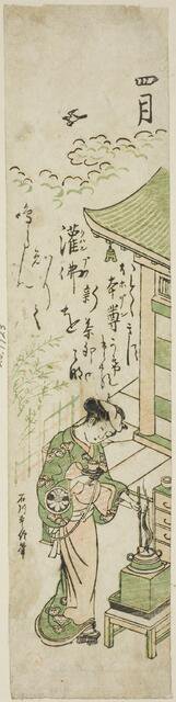 The Fourth Month (Shigatsu), from an untitled series of twelve months, c. 1750. Creator: Ishikawa Toyonobu.