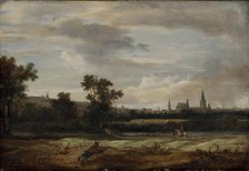 Landscape with a View Towards a Town, 1671. Creator: Anthonie van Borssom.