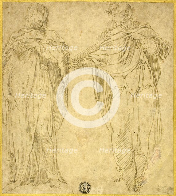 Two Standing Draped Figures (Saint John and the Magdalene?), 1540/60. Creator: Battista Franco Veneziano.