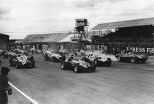 Start of 1955 International Trophy Race at Silverstone, Hawthorn leads in Vanwall. Creator: Unknown.