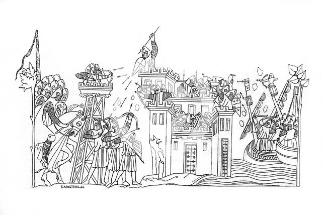 Siege scene, c1260, (1843).Artist: Henry Shaw