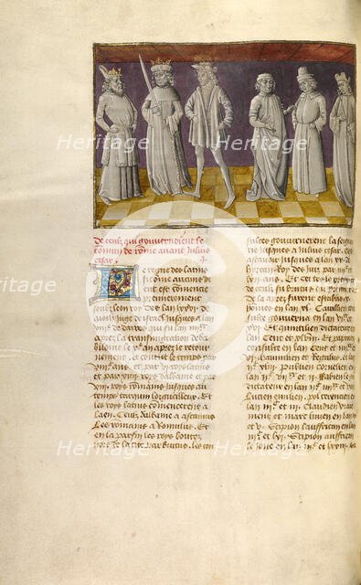 The Six Predecessors of Julius Caesar; Miroir Historial, about 1475. Creator: Unknown.