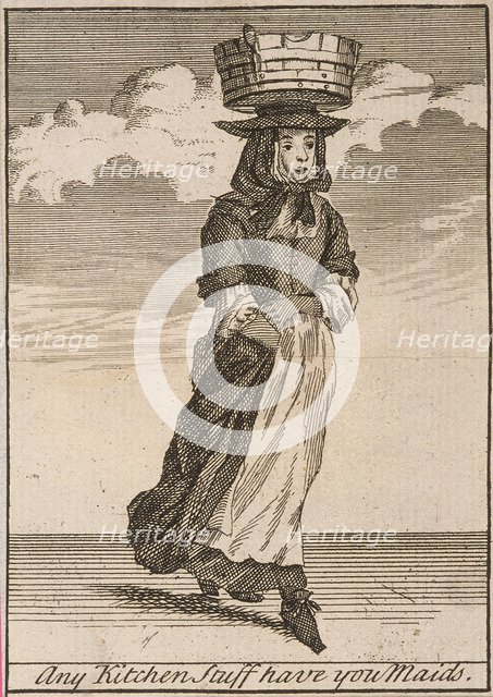 'Any Kitchen Stuff have you Maids', Cries of London, (c1688?). Artist: Anon