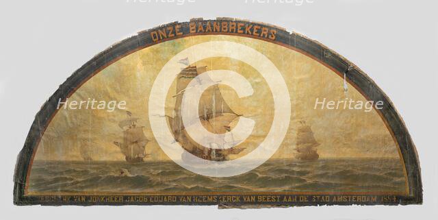 Our Pioneers': Seventeenth-Century Ships at Sea, 1880-1884. Creator: Jacob Eduard van Heemskerck van Beest.
