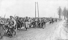 French infantry regiment returning from the front, 30 March 1918. Artist: Unknown