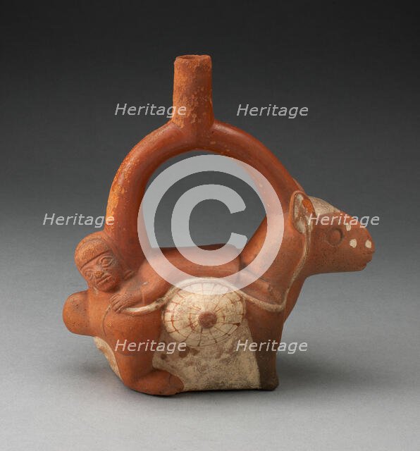 Stirrup Spout Vessel in the Form of a Woman Laying on the Back of a Llama, 100 B.C./A.D. 500. Creator: Unknown.