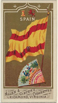 Spain, from Flags of All Nations, Series 1 (N9) for Allen & Ginter Cigarettes Brands, 1887. Creator: Allen & Ginter.
