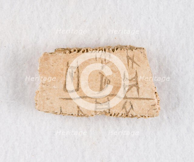 Inscribed bone fragment ("oracle bone"), Late Shang dynasty, ca. 1300-1050 BCE. Creator: Unknown.