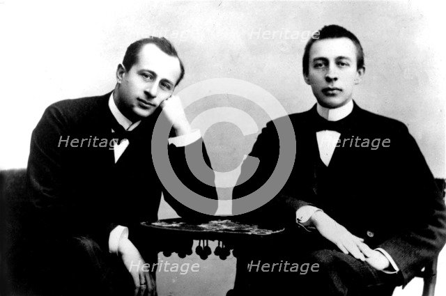 Sergei Rachmaninov (1873-1943) and pianist and conductor Alexander Siloti (1863-1945), 1902.