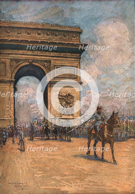 'Le jour de gloire; Le General Mangin, en tete de l'Armee Coloniale, passe sous l'Arc de..., 1919. Creator: Charles-Jules Duvent.