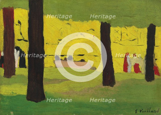 The pink bench, c. 1890. Artist: Vuillard, Édouard (1868-1940)