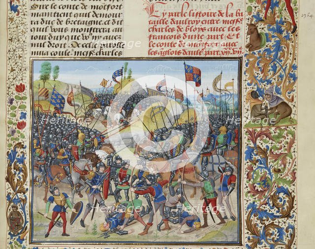 The Battle of Auray on 29 September 1364, ca 1470-1475. Creator: Liédet, Loyset (1420-1479).