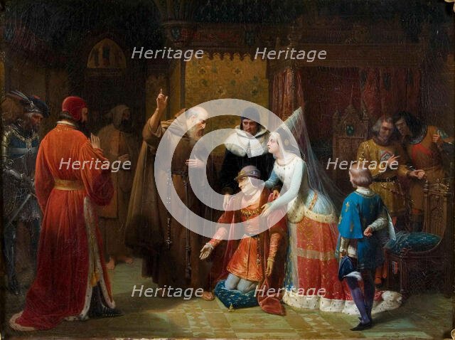 Louis XI of France knelt before Saint Francis of Paola, 1843. Creator: Gosse, Nicolas-Louis-François (1787-1878).