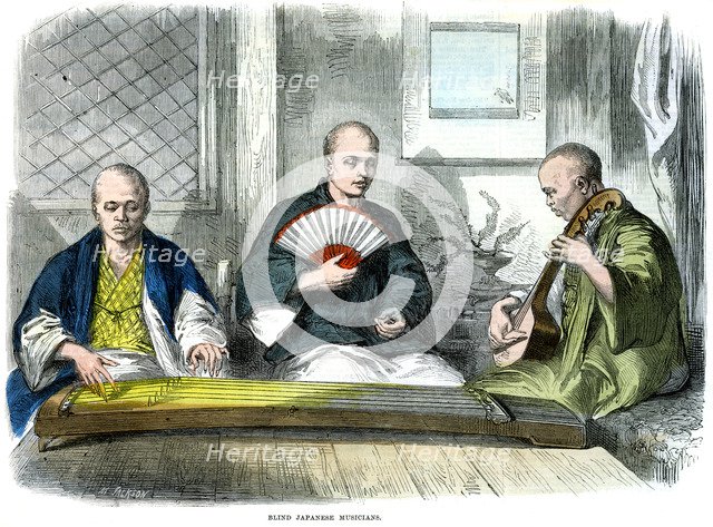 Blind Japanese musicians, 1864.  Creator: Mason Jackson.