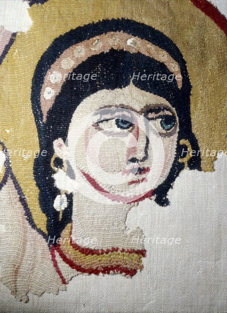 Coptic Textile, Female Head Portrait, Egypt, 6th-7th century.  Artist: Unknown.