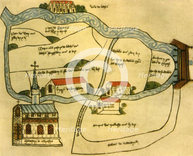 Map of Chertsey Abbey, 1432, (1944).  Creator: Unknown.