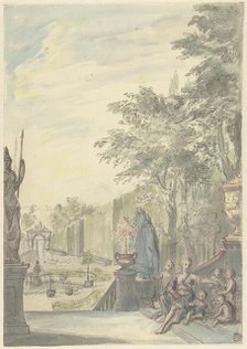 View from a terrace in an ornamental garden, 1705-1769. Creator: Daniel Marot.