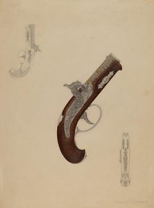 Dueling Pistol, c. 1937. Creator: Richard Whitaker.