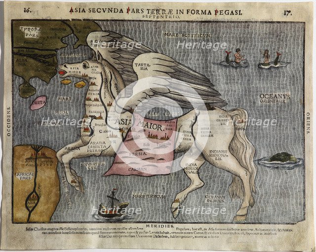 Asia Secunda Pars Terrae in Forma Pegasi (Asia in the Form of Pegasus). Artist: Bünting, Heinrich (1545-1606)