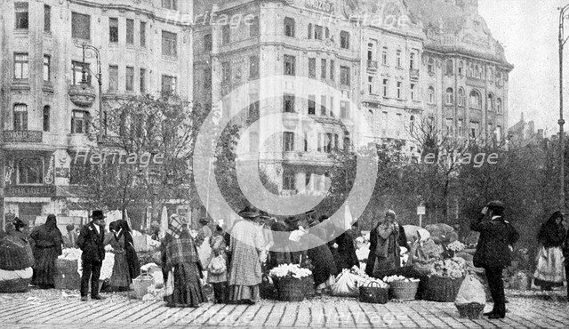 Great market of flowers, Budapest, Hungary, 1922.Artist: AW Cutler
