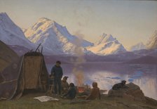 Settlement by a fjord, Greenland, summer, 1883. Creator: Carl Rasmussen.