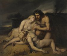 Adam and Eve Discover the Dead Body of Abel, 1843. Creator: Edward Dujardin.