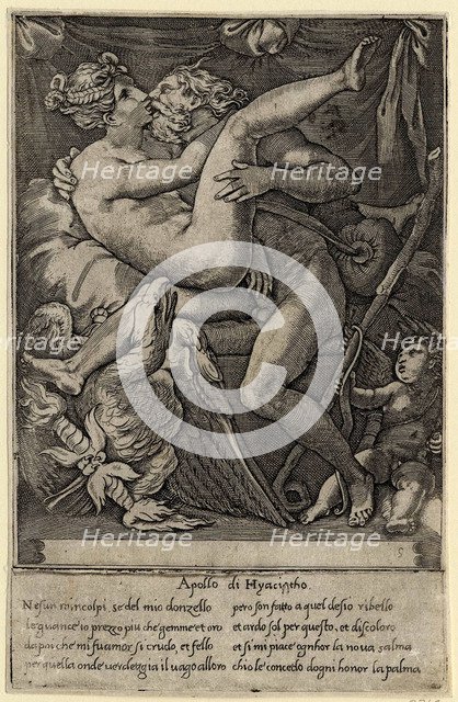 Jupiter and Mnemosyne (After Perino del Vaga), 1527. Artist: Caraglio, Gian Jacopo (1505-1565)