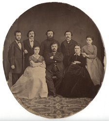 Group photo of Shchegolev brothers with their wives, 1860. Creator: Unknown.