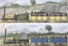 'Coloured view of the Liverpool & Manchester Railway', 1832-1833. Artist: SG Hughes