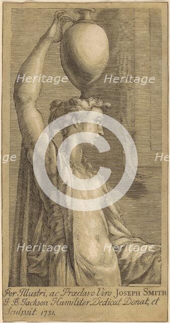 Woman Standing Holding a Jar on the Head, 1731. Creator: John Baptist Jackson.