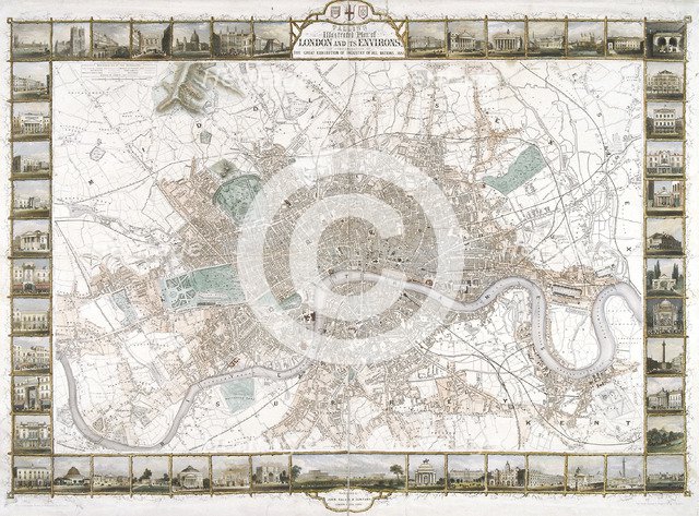 Map of London, 1851. Artist: H Lacey