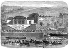 Naval boat-race in Cork Harbour, 1865. Creator: Smyth.