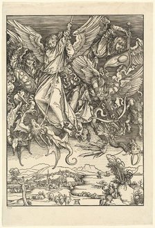 Saint Michael Fighting the Dragon, 1498. Creator: Albrecht Durer.