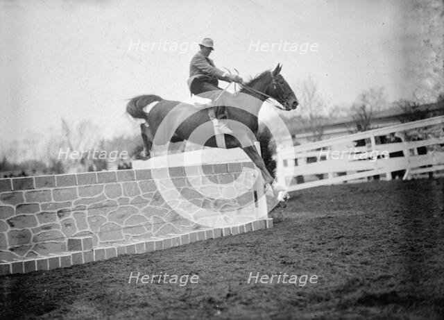 Horse Shows - Unidentified Men, Mtd. Or Hurdling, 1911. Creator: Harris & Ewing.