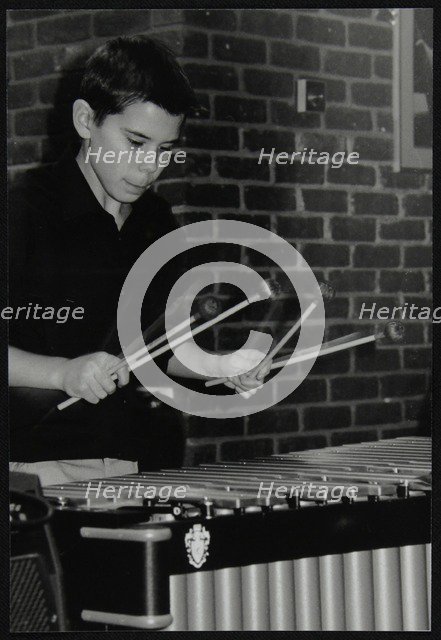 Lewis Wright playing the vibraphone at The Fairway, Welwyn Garden City, Hertfordshire, 2003. Artist: Denis Williams