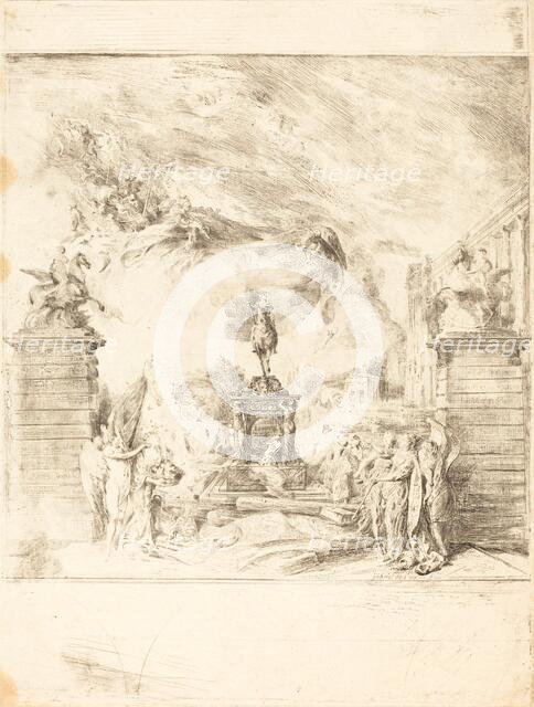 Allegorie sur l'Erection de la Statue de Louis XV (Allegory on the Establishment of a, c. 1763. Creator: Gabriel de Saint-Aubin.