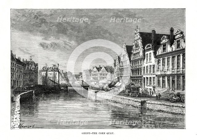 The Corn Quay, Ghent, Flanders, Belgium, 1879. Artist: Charles Barbant