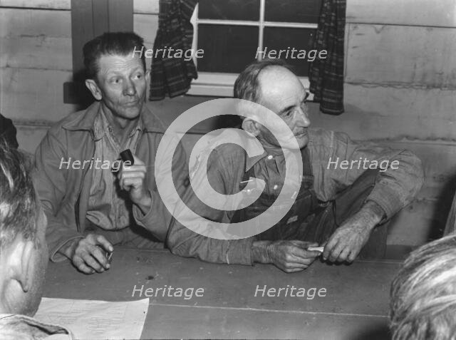 Meeting of the camp council, FSA camp, Farmersville, California, 1939. Creator: Dorothea Lange.