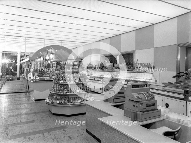 New Co-op central butcher's department, Barnsley, South Yorkshire, 1957. Artist: Michael Walters