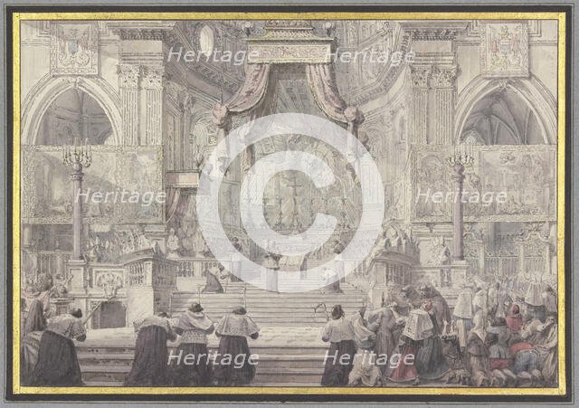 The Miracle of the Blood of Saint Januarius in Naples Cathedral, c1780. Creator: Louis Jean Desprez.