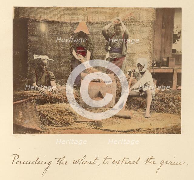 Pounding the Wheat to Extract the Grain, about 1873-1883. Creator: Shinichi Suzuki I.