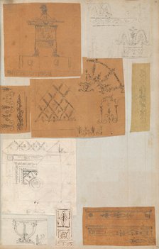 Page from a Scrapbook containing Drawings and Several Prints of Architecture, Int..., ca. 1800-1850. Creators: Workshop of Charles Percier, Workshop of Pierre François Léonard Fontaine.