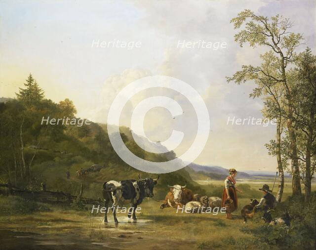 Landscape with Herdsmen and Cattle, 1820. Creator: Pieter Gerardus van Os.