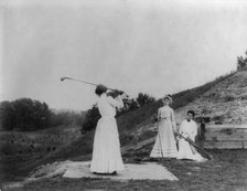 3 women playing golf - "Jackson Sanitorium", c1890. Creator: Unknown.