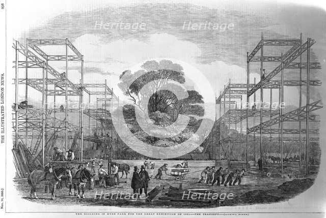 Building in Hyde Park, London for the Great Exhibition, 1851. Artist: Unknown